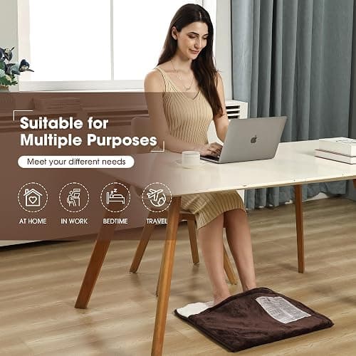 WarmMist Electric Heated Foot Warmers,22”×20” Heating Pad for Feet with 3 Heat Settings,ETL Certified Feet Warmer for Women and Men,Back and Legs,Auto Shut Off,Birthday Christmas Gifts,Brown thumbnail 4