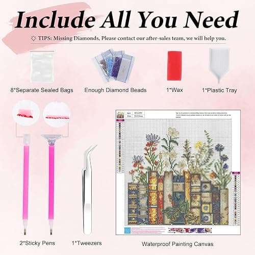 Yezavesu Book Diamond Art Kits for Adults Beginners 14x14 Inch | Book Flower Diamond Painting Kit, DIY 5D Full Round Drill Gem Art, Stress Relief Craft Kits, Home Wall Decor Gift thumbnail 5