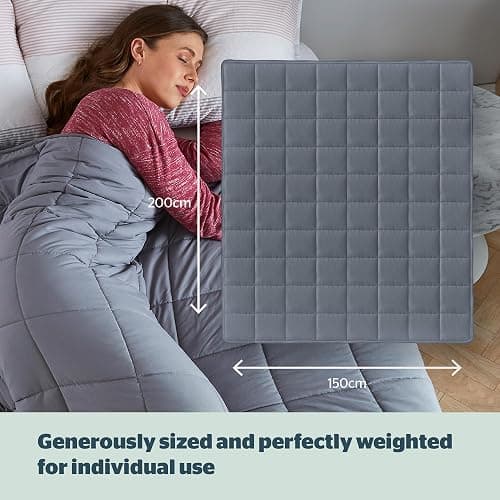 Silentnight Wellbeing Weighted Blanket - Anxiety & Stress Relief for Adults Insomnia Therapy - Sensory Calming Heavy Quilted Hug Blanket - 6.8kg, 150x200cm, Grey thumbnail 7