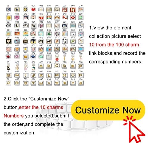 Custom Italian Charm Bracelet, 10/15/20 Personalized Charms in 100+ Designs, Stainless Steel Adjustable Link Bracelet with Tool, Customized Diy Gifts for Women/Men thumbnail 3