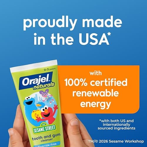 Orajel Baby Elmo Tooth & Gum Cleanser Fluoride-Free, 1 Finger brush, 1 Toothpaste 1oz; #1 Pediatrician Recommended Fluoride-Free Toothpaste* | Featuring Sesame Street, Training Toothpaste, For Babies Age 0+, #1 Pediatrician Recommended Fluoride-Free Toothpaste thumbnail 7