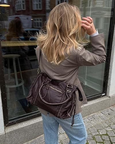 Tote Bag Soft Leather Hobo Bags for Women Y2K Tote Handbag City Bags with Adjustable Crossbody Strap thumbnail 3