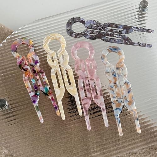 Prestige French Hair Pins, Acetate Leopard Print Hair Pin for Women,Suitable for All Hair Types (Multicolor-C-4PCS) thumbnail 7