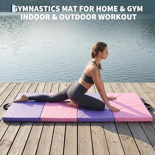 Garvee Gymnastics Mat, 6.2Ft 2-Inch Thick 4-Fold | Exercise Floor Mat for Home Gym, Portable Yoga Mat for Pilates, Aerobics, Martial Arts & Training thumbnail 6