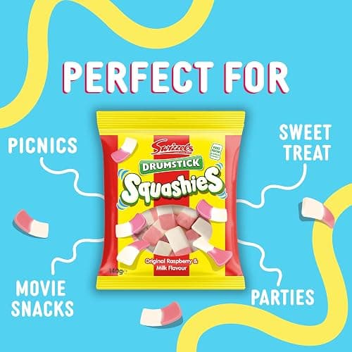Swizzels Squashies Sweets, Drumstick Squashies Original Sweets - Raspberry and Milk Flavour- Single Pack 140g thumbnail 5