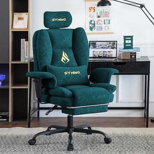 Symino Gaming Chair with Footrest, Up/Down Armrests, Suede Fabric Ergonomic Office Chair, 155° Recline Computer Chair for Desk, Green thumbnail 2