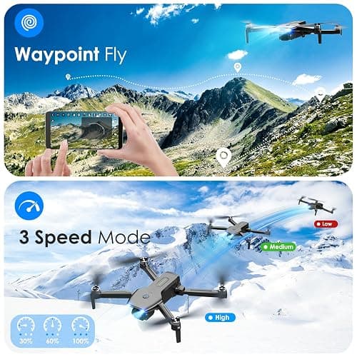 Drone with Camera, 1080P FPV Foldable Drone with Brushless Motor, One Key Take Off/Land, Altitude Hold, 360° Flip, Gravity Control, 2 Batteries, 3 Speeds Mini Drone for Kids Beginners thumbnail 7