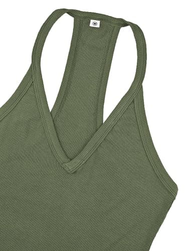 iGENJUN Workout Tops for Women Racerback Basic Tank Summer 2025 Camisole V Neck Slim Fit Ribbed Sleeveless thumbnail 3