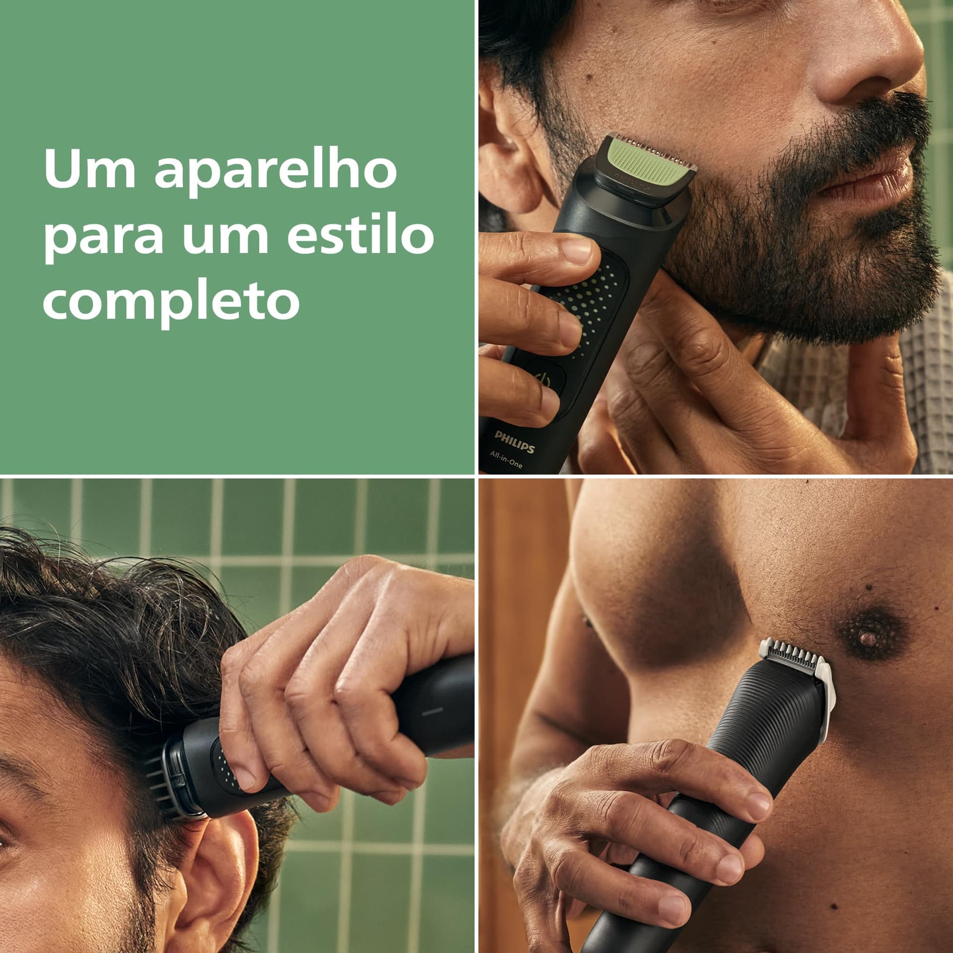 Philips Multigroom Aparador de Pelos 13 em 1 - Barbeador elétrico e Aparador para Rosto, Cabeça e Corpo, Lâminas Autoafiáveis e Amigáveis à Pele, 13 Configurações de Comprimento, Modelo MG3941/15 thumbnail 5