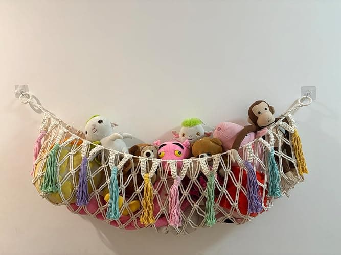 Bohemian Stuffed Animal Hammock - Large 51 Inch Toy Storage Net for Plush Toys, Nursery & Kids Room Wall Decor,Ideal Gift for Birthday Christmas. thumbnail 9