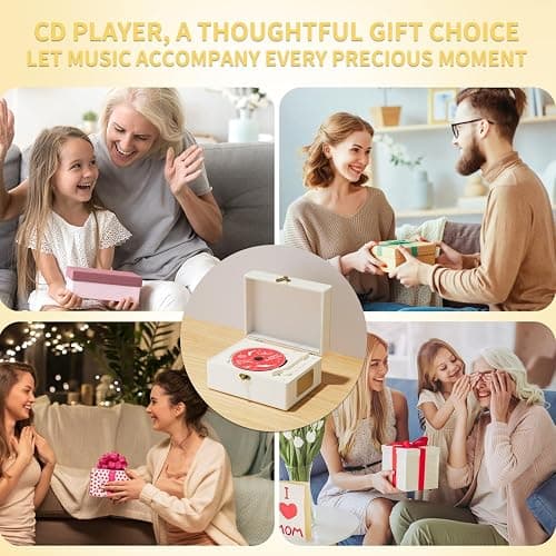Yintiny Rechargeable Leather CD Player with Speakers; Bluetooth Transmitter; Festival Gift; BGM Player for Home Décor thumbnail 6