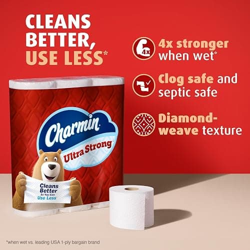 Charmin Ultra Strong Toilet Paper, 18 Mega XL Rolls = 108 Regular Rolls thumbnail 2