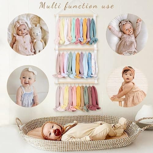 POVETIRE Headband Holder Head Bands Organizer for Girls, Baby Headbands Hair Accessories Organizer Storage Wall Hanging Decor for Nursery Toddler Girls Room thumbnail 5