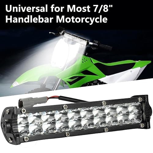 Dirt Bike Light Bar Universal for Most 7/8" Handlebar Motorcycle, Fits for CRF110 KLX110 TTR110 YZF450 RM85, 7-Inch 60W 6000-6500K Clear Headlight, Plug and Play thumbnail 2