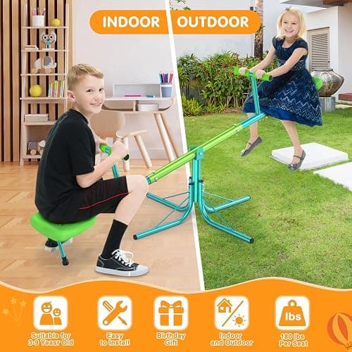 Amictoy Seesaw, Sit and Spin Teeter Totter, 3-Section Reinforced Frame for Enhanced Stability, Kids Outdoor Playground Equipment, Swiveling 360° Rotating for Ages 4-8, Safety Certified thumbnail 7