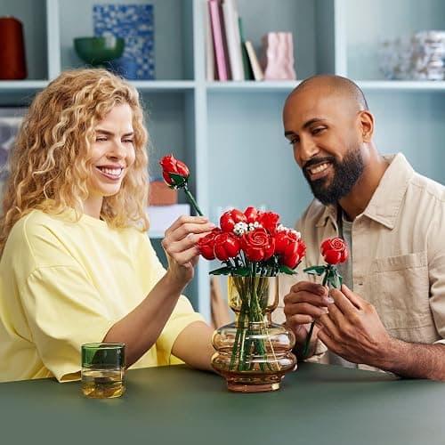 LEGO Botanicals Bouquet of Roses - Artificial Flowers Set for Adults - incl. 12 Faux Roses & 4 Sprigs of Baby's Breath for Home Decor - DIY Gift Idea - 10328 thumbnail 7
