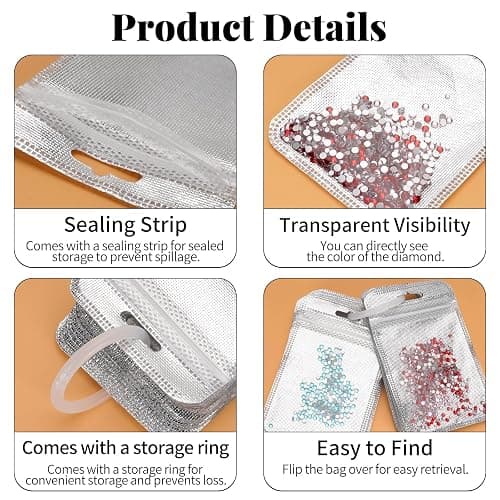 Plus tard 200-Pack Reusable Clear Bead Storage Bags for Diamond Art | Ziplock Closure Keeps Rhinestones, Sequins and Jewelry Findings Visible, Sorted and Easy to Carry thumbnail 4