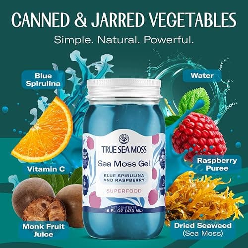 TrueSeaMoss Sea Moss Gel – Made in USA – Wildcrafted Seamoss, Fruits & Jarred Vegetables – Blue Spirulina, Pack of 1 (Labels may Vary) thumbnail 3