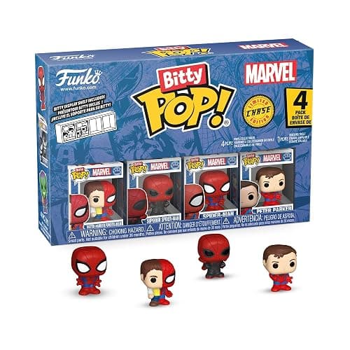 Funko Bitty POP! 4 Pack: Spider-Man - Parker Split, Superior | Official Superheroes Merch - Tiny 0.9 inch Figures with Display Shelf - Cake Topper, Party Bag and Stocking Filler Gift thumbnail 3