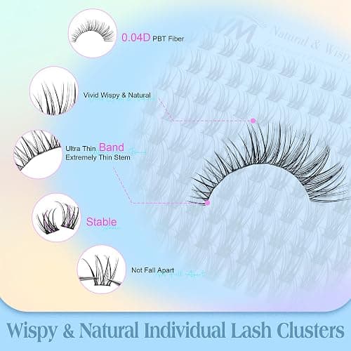Lash Clusters Kit Wispy Eyelash Extension Kit Natural Lash Extension Kit CC Curl Cluster Eyelash Extensions DIY Individual Lashes Kit Eyelash Clusters Kit with Bond and Seal Tweezers by Vanssymunlin - D-Lightweight thumbnail 3