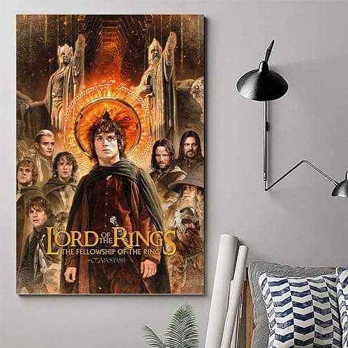 WZLLHA The Lord of The Rings The Fellowship of The RingArt Canvas Vintage Print Posters for Room Modern Bedroom Decor Aesthetic Bar Cart Wall DecorUnframe-style12x18inch(30x45cm) thumbnail 6