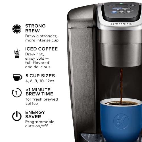 Keurig K-Elite Single Serve K-Cup Pod Coffee Maker, with Strength and Temperature Control, Iced Coffee Capability, 8 to 12oz Brew Size, Programmable, Brushed Slate thumbnail 3
