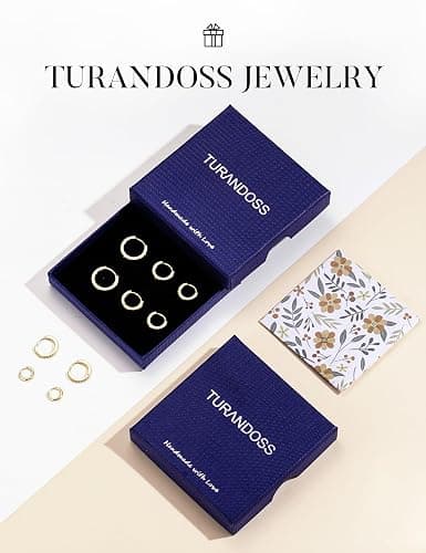 Turandoss Gold Hoop Earrings for Women, Hypoallergenic 14K Gold Plated Huggie Earrings, Cartilage Earrings for Multiple Piercing Hoop Earrings for Women thumbnail 7