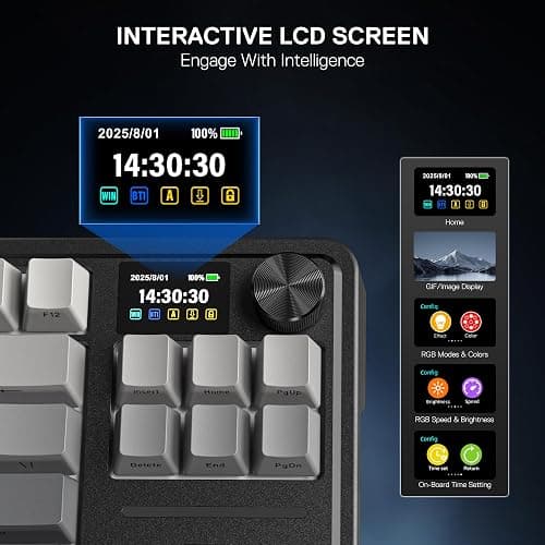Redragon K743 PRO GB 80% Gasket RGB Gaming Keyboard Hype 1.14’’ TFT Screen & Knob, 84 Keys Mechanical Keyboard, 5-Layer Noise Dampening, Hot-Swap South-Facing Socket, Gradient PBT Keycaps, US LAYOUT thumbnail 3
