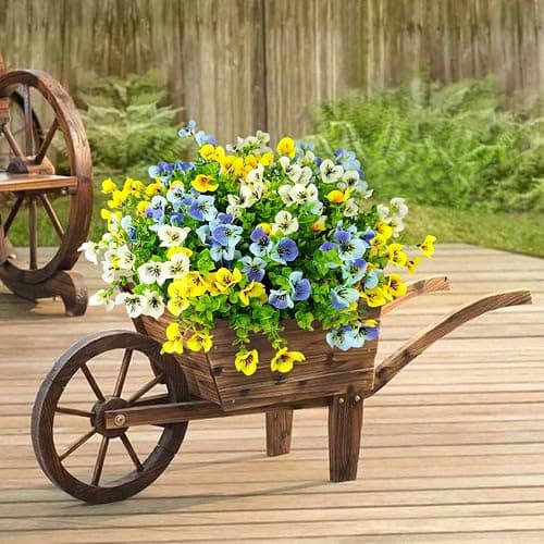 Mutcolor Pansies Artificial Flowers for Outdoors 12 Bundles Fake Silk Pansy Faux Plastic Plants UV Resistant for Home Outside Garden Planter Front Door Porch Yard Patio Decor (Blueyellowwhite) thumbnail 8