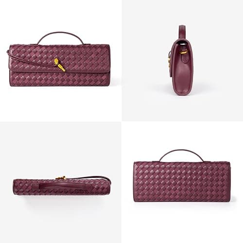 Joryin Woven Purse for Women Evening Clutch Woven Leather & Suede Handbags Crossbody Bag Suede Purse Formal Evening Bag thumbnail 4