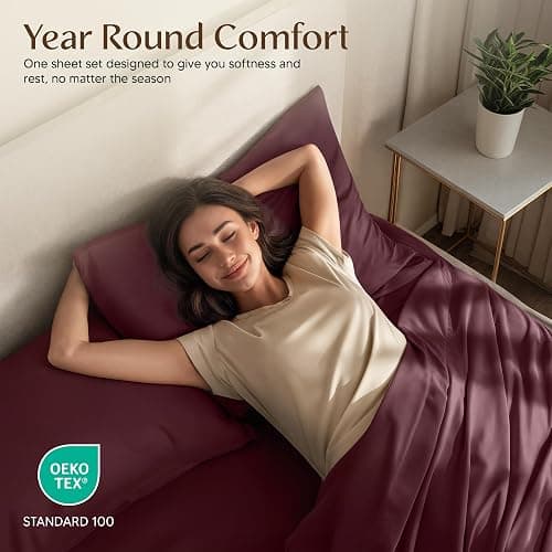 Utopia Bedding Queen Sheet Set – 4 Piece Bed Sheets for Queen Size Bed, Soft and Breathable Microfiber, Includes 1 Fitted Sheet, 1 Flat Sheet and 2 Pillowcases (Burgundy) thumbnail 4