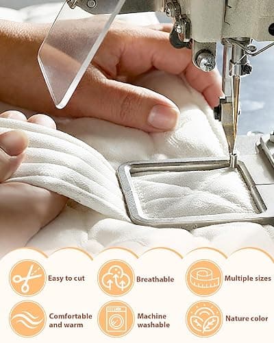 FIVEIZERO 100% Natural Cotton Quilt Batting–47Inchesx4Yards Large Lightweight Batting Fabric,Quilting Batting by The Yard for Sewing,Crafts,Potholders,Backing,Wadding,Twin & King Size Quilt Projects thumbnail 4