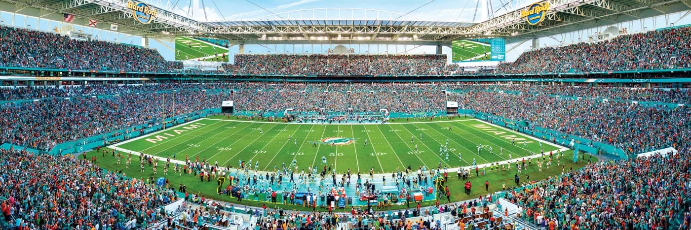 MasterPieces NFL Unisex Stadium Panoramic Jigsaw Puzzle, 1000-Piece - Miami Dolphins - 1000 Pieces - 13" x 39" - Team Color thumbnail 2