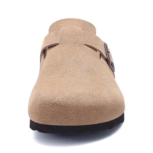 Litfun Women's Genuine Suede Clogs Soft Footbed Leather Potato Shoes Comfort Slip On Clogs with Arch Support thumbnail 3