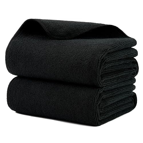 MICROFI New Microfiber Hair Drying Salon Towels, Quick Dry, Lint Free, 2 Pack (Black) - Image 1