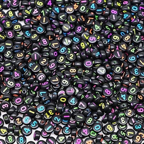500 Pieces 4x7mm Black Round Acrylic Number Beads 0-9 Mixed Plastic Shape Loose DIY Beads for Jewelry Making Bracelets Necklaces Key Chains (Colorful on Black) thumbnail 6