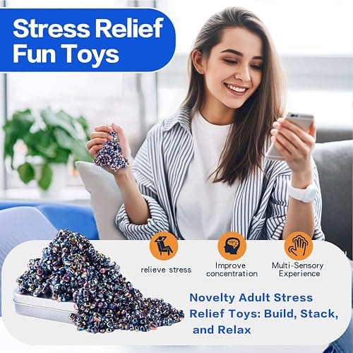 580PCS Magnetic Fidget Toys for Adults – Magnet Fidget, Magnetic Balls, Beads, Rocks & Ferrite Putty – Stress Relief Kit for ADHD, Anxiety & Autism, Desk & Office Sensory Toys, Colorful Adult Gifts thumbnail 3