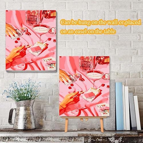 MXCFZX Vintage Poker Paint by Numbers kit for Adults/Beginner Framed - Small Easy Acrylic Paint by Number Kits on Advanced Canvas 12x16 in, Retro Funny Drinks Paint Crafts for Home Decor with Framed thumbnail 6