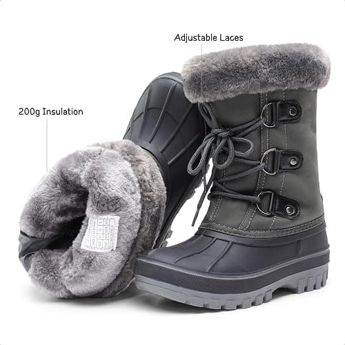 DREAM PAIRS Boys & Girls Faux Fur-Lined Winter Snow Boots for Little/Big Kids thumbnail 2