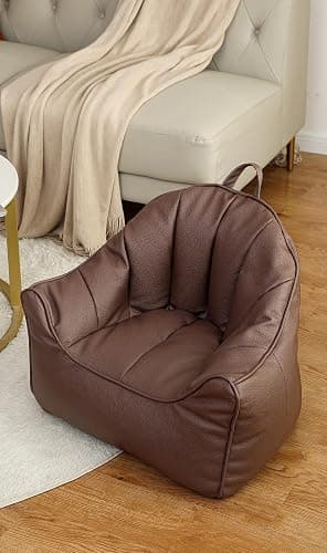 ISAENNE Kids Bean Bag Chair Cover (No Filler),Coffee Zipper Bean Bags Chair Cover,Memory Foam Fillable Beanbag Chair Cover,Suitable for Children,19.7" * 19.7" * 17.7" - Coffe - Medium thumbnail 8