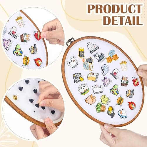 Yalikop Pin Display Board Fabric Enamel Pin Boards for Wall 11.4 x 8.6 in Wall Hanging Oval Brooch Earrings Necklace Jewelry Holder Organizer Display Storage for Home Christmas Holiday (White) thumbnail 6