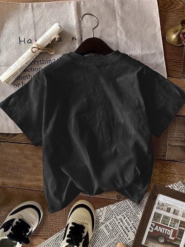 RoseSeek Girl's Geometric Star Graphic Tee Tops Casual Summer Short Sleeve Crew Neck T Shirt thumbnail 2