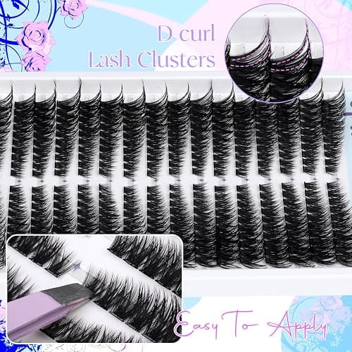 Pleell Lash Clusters 320 Pcs Individual Lashes Clusters 7-16 MM Cat Eye Wispy Eyelash Clusters D Curve 80D Cluster Eyelash Extensions Easy DIY Lash Extension at Home thumbnail 5