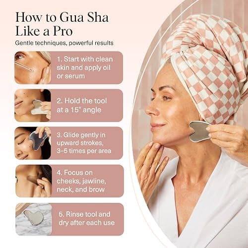 Kitsch Stainless Steel Gua Sha Facial Tools - Guasha Tool for Face, Face Sculpting Tool, Jawline Shaper, Double Chin Reducer, Body Gua Sha Tools, Lymphatic Drainage Massager, Facial Skin Care - Silver thumbnail 7