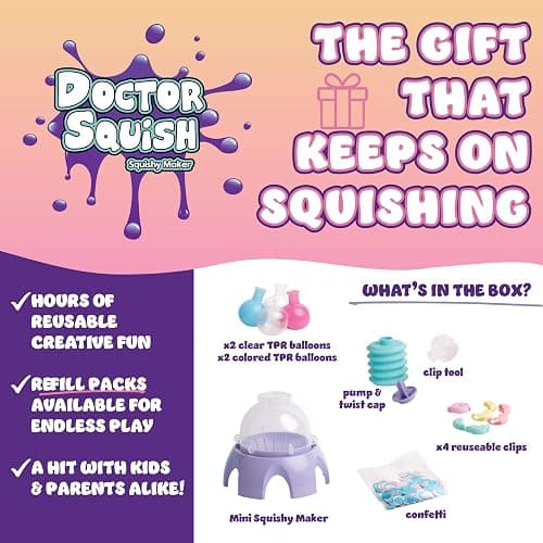 Doctor Squish Mini Squishy Maker | DIY Squishy Making Kit for Kids Ages 5 & Up | Make Your Own Squishies with TPR Balloons | Easy Maker Toy thumbnail 3