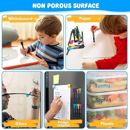 maxtek Magnetic Whiteboard Markers - 12 Count Colorful Fine Tip Dry Erase Markers with Eraser for Kids, Low Odor Thin Markers for Calendar Boards thumbnail 7