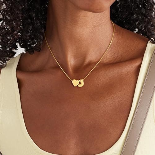 Decholly Christmas Gifts for Grandkids Teen Girls - 14K Gold Plated Dainty Heart A-Z Initial Letter Necklace Teen Girls Gift Trendy Stuff Birthday Gifts for 5 6 7 8 9 10 Year Old Girls Gifts thumbnail 5