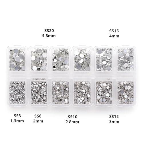 Zealer 4200 Pieces Flat Back Clear Nail Art Rhinestones for Nail Art Decorations, Round Crystal Gems Stickers for Clothes and Craft, 1.5 mm - 4.8 mm, 6 Sizes thumbnail 2