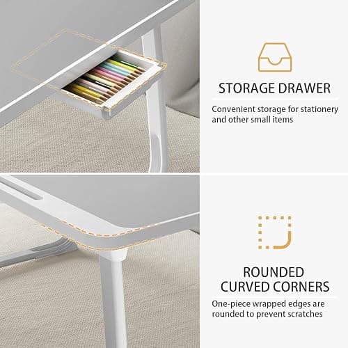 Laptop Desk for Bed, Laptop Bed Tray Table, Foldable Laptop Table with Storage Drawer and Book Stand, Laptop Bed Table for Writing Working Reading (Gray) thumbnail 3