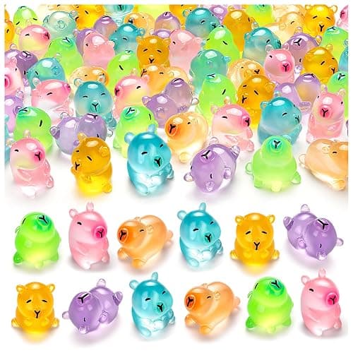 36PCS Luminous Mini Resin Capybara Miniature Capybara Figurines Glow in The Dark, Cute Tiny Capybaras Toys for Crafts Fairy Garden Landscape Capybaras Birthday Decorations (6 Style) - Image 1